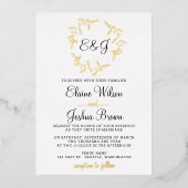 Eenvoudige monogram Folie Wreath Wedding Folie Uitnodiging (Voorkant)