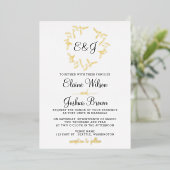 Eenvoudige monogram Folie Wreath Wedding Uitnodiging (Staand Voorkant)
