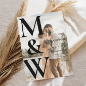 Eenvoudige Monogram Foto Moderne Bruiloft Kaart