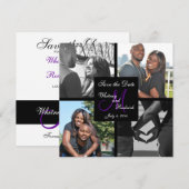 Eenvoudige monogram foto Sla de Datum Card 3 op Save The Date (Voorkant / Achterkant)