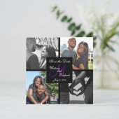 Eenvoudige monogram foto Sla de Datum Card 3 op Save The Date (Staand voorkant)