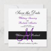 Eenvoudige monogram foto Sla de Datum Card 3 op Save The Date (Achterkant)