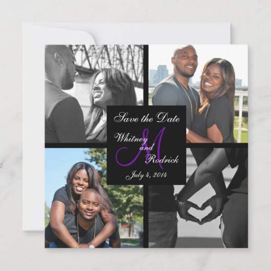 Eenvoudige monogram foto Sla de Datum Card 3 op Save The Date (Voorkant)