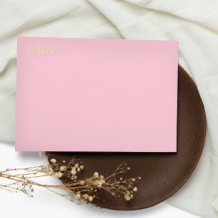 Eenvoudige Monogram Geëtste Bleke Roze Notitiekaar Folie Uitnodiging