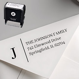 Eenvoudige Monogram Gepersonaliseerde Zelfinkende  Zelfinktende Stempel