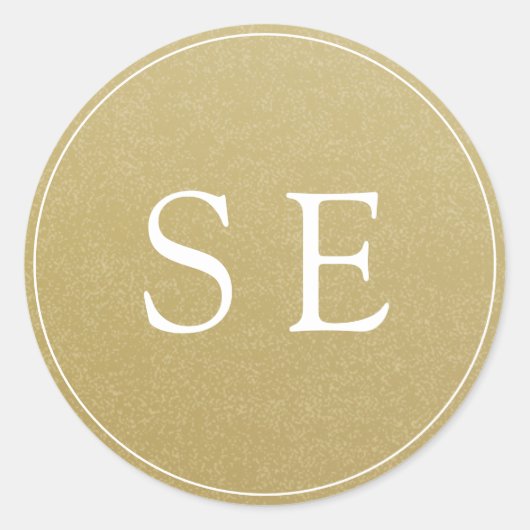 Eenvoudige Monogram Gouden Bruiloft Uitnodiging St Ronde Sticker (Voorkant)