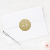 Eenvoudige Monogram Gouden Bruiloft Uitnodiging St Ronde Sticker (Envelop)