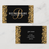 Eenvoudige monogram goudlampjes en spaarpjes visitekaartje (Voorkant / Achterkant)