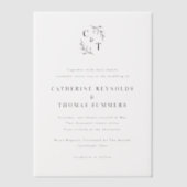 Eenvoudige Monogram Greenery Wedding Vellum Uitnodigingen (Voorkant)