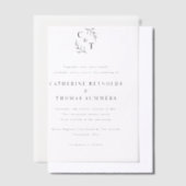 Eenvoudige Monogram Greenery Wedding Vellum Uitnodigingen (Offset)