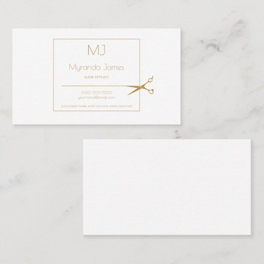 Eenvoudige Monogram Hair Stylist Moderne Gouden Sc Visitekaartje (Voorkant / Achterkant)