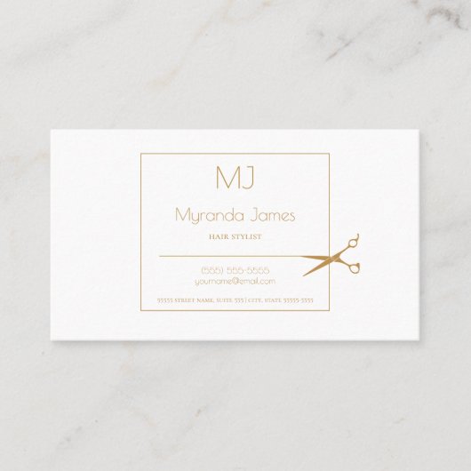Eenvoudige Monogram Hair Stylist Moderne Gouden Sc Visitekaartje (Voorkant)