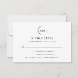 Eenvoudige Monogram Halve Krans Minimaal Trouw RSV RSVP Kaartje
