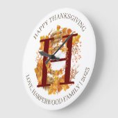 Eenvoudige Monogram Herfst Oogst Happy Thanksgivin Grote Klok (Hoek)