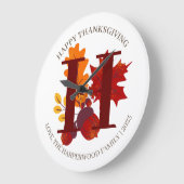 Eenvoudige Monogram Herfst Oogst Happy Thanksgivin Grote Klok (Hoek)