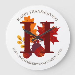 Eenvoudige Monogram Herfst Oogst Happy Thanksgivin Grote Klok