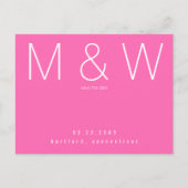 Eenvoudige Monogram hotroze bruiloft sparen de Dat Aankondigingskaart (Voorkant)