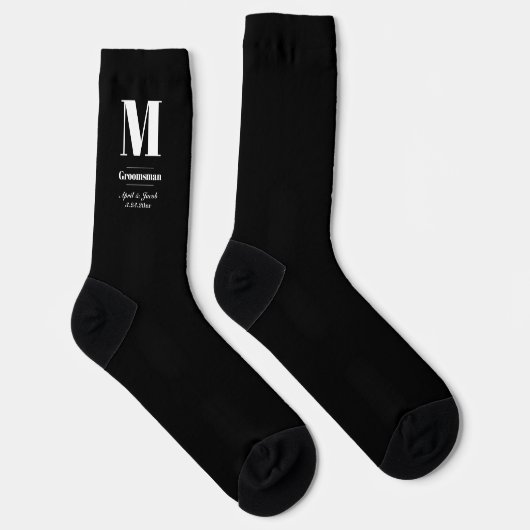 Eenvoudige Monogram Initiaal Groomsmen Gift Bruilo Sokken (Rechts)