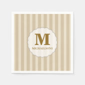 Eenvoudige Monogram Initiaal Minimalistische Bruin Servet (Voorkant)