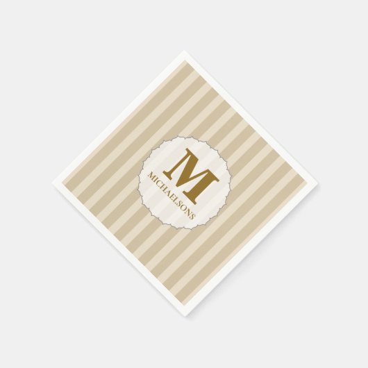 Eenvoudige Monogram Initiaal Minimalistische Bruin Servet (Hoek)