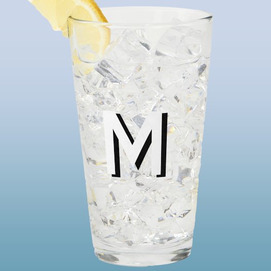 Eenvoudige Monogram Initiaal Slagschaduw Gepersona Glas