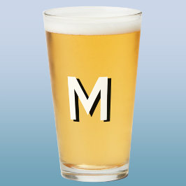 Eenvoudige Monogram Initiaal Slagschaduw Gepersona Glas