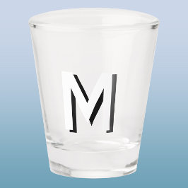 Eenvoudige monogram Initiaal slagschaduw Shot Glas