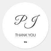Eenvoudige monogram initialen dank u bruiloft ronde sticker (Voorkant)