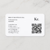 Eenvoudige Monogram Initialen Logo Wit Modern QR Visitekaartje (Achterkant)