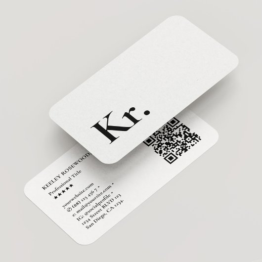 Eenvoudige Monogram Initialen Logo Wit Modern QR Visitekaartje