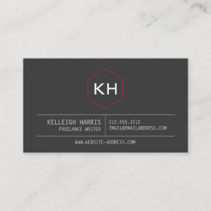 Eenvoudige  monogram Logo in donkergrijs/rood Visitekaartje