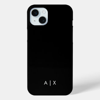 Eenvoudige monogram met koppelnaam iPhone 15 mini hoesje
