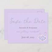 Eenvoudige monogram minimalistische lavender Wedde Briefkaart (Voorkant / Achterkant)