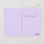 Eenvoudige monogram minimalistische lavender Wedde Briefkaart (Achterkant)