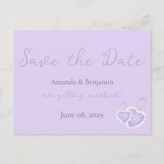 Eenvoudige monogram minimalistische lavender Wedde Briefkaart (Voorkant)