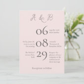 Eenvoudige Monogram Minimalistische Misty Roze Tro Kaart (Staand voorkant)