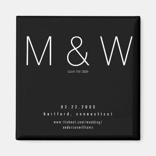 Eenvoudige Monogram Minimalistische Z&W Bewaar de Magneet (Voorkant)