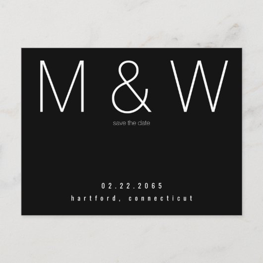 Eenvoudige Monogram Minimalistische Z&W Save the D Aankondigingskaart (Voorkant)