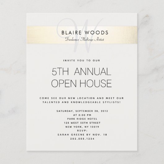 Eenvoudige monogram Modern Gold White Striped Flyer (Voorkant)