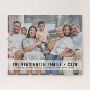 Eenvoudige Monogram Moderne Krachtige Familie Foto Legpuzzel