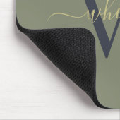 Eenvoudige monogram naam en Initiaal Olive Green Muismat (Hoek)
