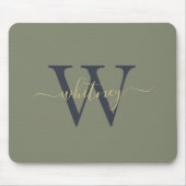 Eenvoudige monogram naam en Initiaal Olive Green Muismat (Voorkant)