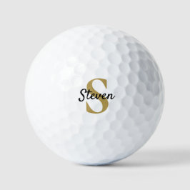 Eenvoudige monogram naam Gold en zwart Golfballen