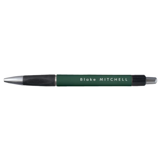 Eenvoudige Monogram Naam Modern Donkergroen Pen (Voorkant)
