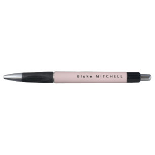 Eenvoudige Monogram Naam Modern Roze Roos Pen