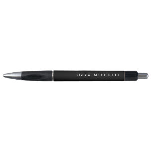 Eenvoudige Monogram Naam Modern Zwart Pen