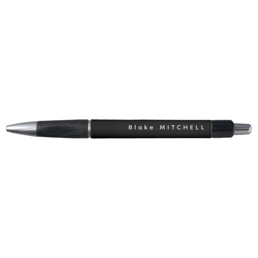 Eenvoudige Monogram Naam Modern Zwart Pen (Voorkant)
