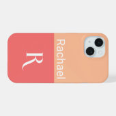Eenvoudige Monogram Naam Typografie iPhone 15 Case (Achterkant horizontaal)