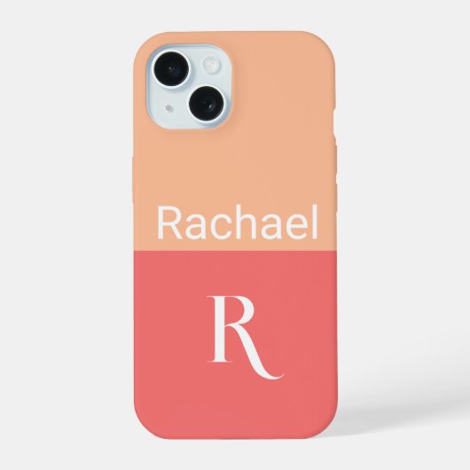 Eenvoudige Monogram Naam Typografie iPhone 15 Case (Achterkant)