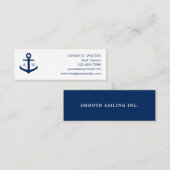 Eenvoudige monogram Nautical Navy Blue Anchor Mini Visitekaartje (Voorkant / Achterkant)